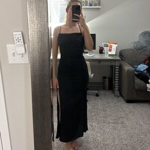 Beginning Boutique Black Satin Dress